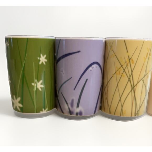 3 Starbucks Meadow Series Summer Wheat 2004 Tall Coffee Mugs Farmhouse Yellow - Picture 1 of 3